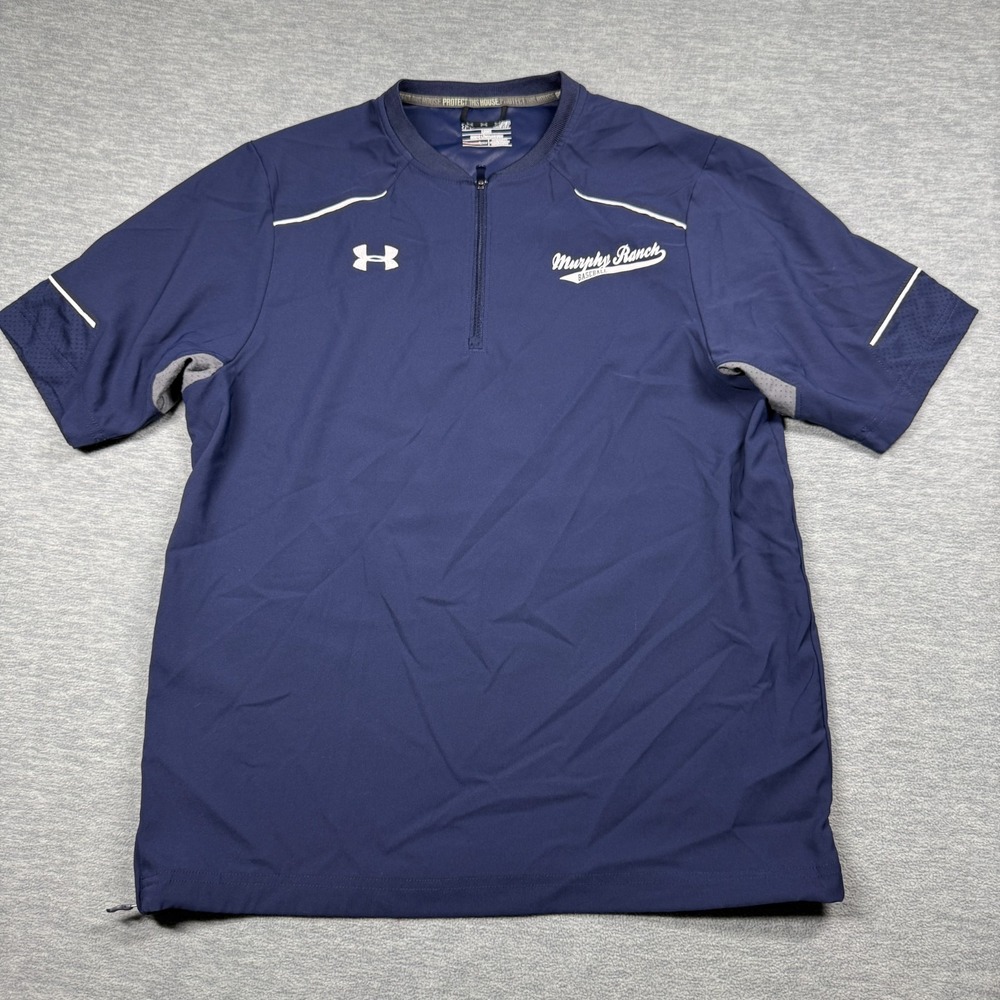 Under‎ Armour Shirt Men S Navy Blue Murphy Ranch Baseball 1/4 Zip Short Sleeve